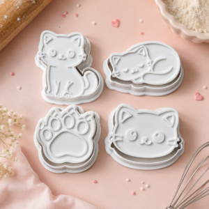 Kit Com 4 Cortadores de Biscoitos Gatinhos